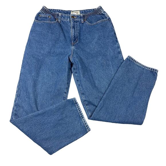 L.L. Bean Denim - LL Bean Flannel Lined Jeans Womens 14 M/T Blue Relaxed Fit High Rise Excellent
